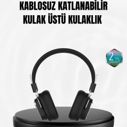 Mey İthalat® Kablosuz Bluetooth Kulak Üstü Kulaklık Kristal Ses Kalitesi ve Ergonomik Yapı