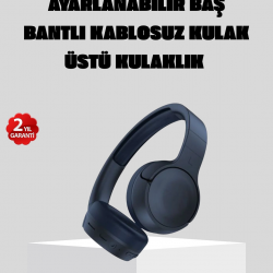 Mey İthalat® Kablosuz Bluetooth Kulaklık 5.0 18 Saat Kullanım Dinamik Sürücü Siyah
