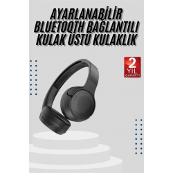 Mey İthalat® Kablosuz Bluetooth Kulaklık Kulak Üstü Ayarlanabilir Uzun Ömürlü