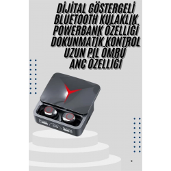 Mey İthalat® Kablosuz Bluetooth Kulaklık Powerbank Özellikli Göstergeli Hd Mikrofon
