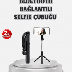 Mey İthalat® Kablosuz Bluetooth Selfie Çubuğu – 360° Dönebilir Başlık, Taşınabilir ve Şık Tasarım
