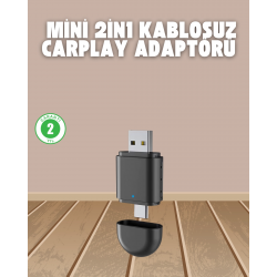 Mey İthalat® Kablosuz CarPlay Adaptörü – USB-A & Type-C Uyumlu Hızlı Bağlantı Cihazı