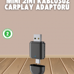 Mey İthalat® Kablosuz CarPlay Adaptörü – USB-A & Type-C Uyumlu Hızlı Bağlantı Cihazı