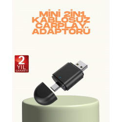 Mey İthalat® Kablosuz CarPlay ve Android Auto Adaptörü – USB-A & Type-C Girişli Akıllı Dönüştürücü