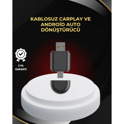 Mey İthalat® Kablosuz CarPlay ve Android Auto Dönüştürücü – USB-A & Type-C Girişli Akıllı Adaptör