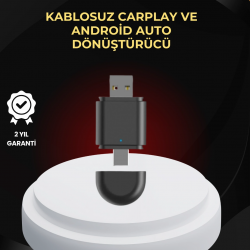 Mey İthalat® Kablosuz CarPlay ve Android Auto Dönüştürücü – USB-A & Type-C Girişli Akıllı Adaptör