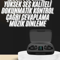 Mey İthalat® Kablosuz Dijital Göstergeli Çağrı Cevaplayabilen TWS 5.0 Bluetooth Kulaklık