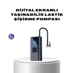Mey İthalat® Kablosuz Dijital Lastik Şişirme Pompası LED Işıklı 80W