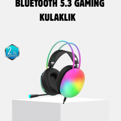 Mey İthalat® Kablosuz Gaming Kulaklık RGB Aydınlatmalı Bluetooth 5.3 Uzun Pil Ömürlü