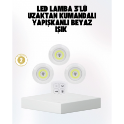 Mey İthalat® Kablosuz Gün Işığı 3’lü LED Spot Lamba Kumandalı