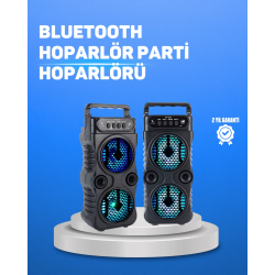 Mey İthalat® Kablosuz LED Işıklı Bluetooth Hoparlör – FM Radyolu, Mikrofon Girişli
