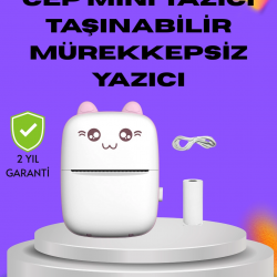Mey İthalat® Kablosuz Mini Cep Yazıcısı Bluetooth Destekli 1200mAh Bataryalı