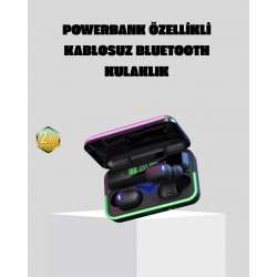 Mey İthalat® Kablosuz  Kulaklığı Powerbank Şarj Kutulu RGB 5.1