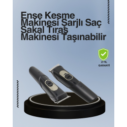 Mey İthalat® Kablosuz, Paslanmaz Çelik Bıçaklı Profesyonel Saç ve Sakal Tıraş Makinesi – Sessiz, Güçlü ve Ergonomik