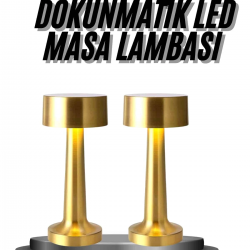 Mey İthalat® Kablosuz Renkli Masa ve Gece Lambası Altın Rengi Dokunmatik Led Lamba