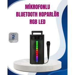 Mey İthalat® Kablosuz RGB Işıklı Bluetooth Hoparlör | Ev, Parti ve Açık Hava Kullanımı