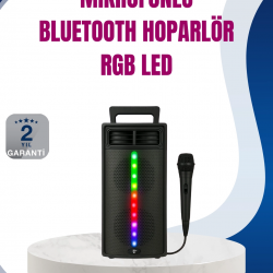 Mey İthalat® Kablosuz RGB Işıklı Bluetooth Hoparlör | Ev, Parti ve Açık Hava Kullanımı