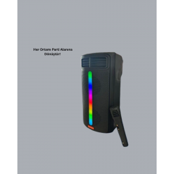 Mey İthalat® Kablosuz RGB Işıklı Bluetooth Hoparlör | Ev, Parti ve Açık Hava Kullanımı