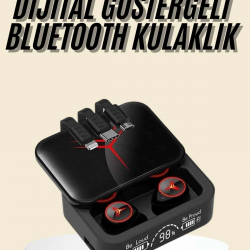 Mey İthalat® Kablosuz Şarj Göstergeli Powerbank Özellikli Bluetooth Kulaklık Çağrı Cevaplayabilen