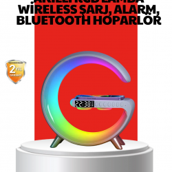 Mey İthalat® Kablosuz Şarjlı Atmosfer Lambası Bluetooth Hoparlör ve Akıllı Alarm Özellikli