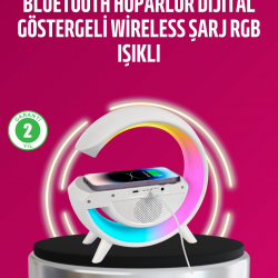 Mey İthalat® Kablosuz Şarjlı LED Masa Lambası Çalar Saat ve Beyaz Gürültü Özellikli