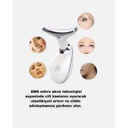 Mey İthalat® Kablosuz Şarjlı Yüz Sıkılaştırıcı Cihaz EMS Mikro Akım Anti-Aging Masaj Aleti