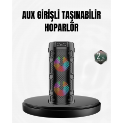 Mey İthalat® Kablosuz Stereo Hoparlör USB + SD Kart + AUX Destekli Bluetooth 5.0