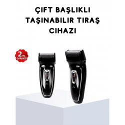 Mey İthalat® Kablosuz Tıraş Makinesi Çift Başlıklı Kuru Tıraş Folyo Başlık Şarj Göstergeli