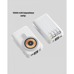 Mey İthalat® Kablosuz ve Kablolu Şarj Destekli Taşınabilir Powerbank
