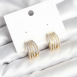 Mey İthalat® Kaburga Model Zirkon Taşlı Pirinç Kadın Küpe