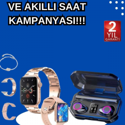 Mey İthalat® Kadınlar İçin 3 Kordonlu Akıllı Saat ve Dijital Göstergeli Powerbankli Bluetooth Kulaklık Dokunmatik Kontrol