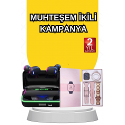 Mey İthalat® Kadınlara Özel Bileklik Hediyeli Akıllı Saat ve Dijital Göstergeli ANC Özellikli Bluetooth Kulaklık