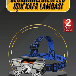 Mey İthalat® Kafa Lambası 800 Lümen 4 Mod Yüksek Işık Flaşörlü Şarjlı Led Lamba