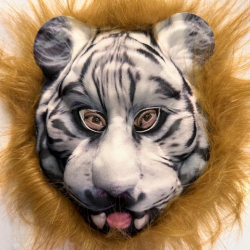 Mey İthalat® Kahverengi Saçlı Dişli Kaplan Maskesi Mega Peluş25 No