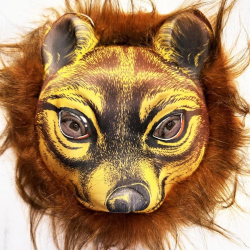 Mey İthalat® Kahverengi Saçlı Kaplan Aslan Leopar Maskesi Mega Peluş 32 No