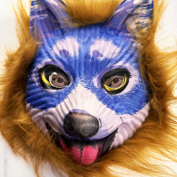 Mey İthalat® Kahverengi Saçlı Mavi Yüz Sevimli Köpek Maskesi 30 No