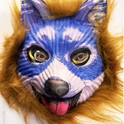 Mey İthalat® Kahverengi Saçlı Mavi Yüz Sevimli Köpek Maskesi 30 No