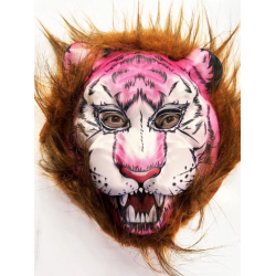 Mey İthalat® Kahverengi Saçlı Pembe Yüz Kurt Maske Kaplan Maske Mega Peluş 26 No