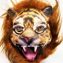 Mey İthalat® Kahverengi Saçlı Yeleli Aslan Kaplan Kurt Maskesi Mega Peluş 28 No