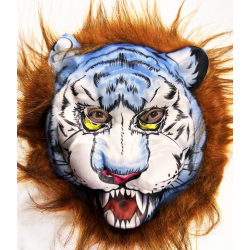 Mey İthalat® Kahverengi Saçlu Köpek Kurt Kaplan Maskesi Mega Peluş 34 No