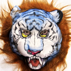 Mey İthalat® Kahverengi Saçlu Köpek Kurt Kaplan Maskesi Mega Peluş 34 No