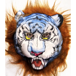 Mey İthalat® Kahverengi Saçlu Köpek Kurt Kaplan Maskesi Mega Peluş 34 No