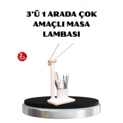 Mey İthalat® Kalemlik ve Telefon Standlı Masa Lambası – Kısılabilir LED Işık, Göz Dostu Tasarım