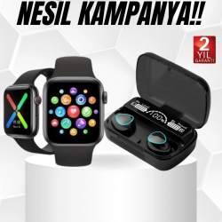 Mey İthalat® Kaliteli Akıllı Saat ve Kaliteli Bluetooth Kulaklık ANC Özelliği Uzun Pil Ömrü