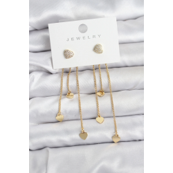 Mey İthalat® Kalp Model Gold Renk Pirinç Sallantılı Kadın Küpe