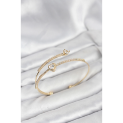 Mey İthalat® Kalp Model Pirinç Gold Renk Kadın Bileklik