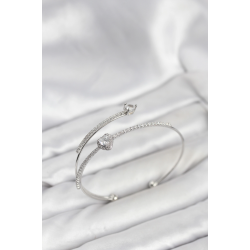 Mey İthalat® Kalp Model Pirinç Gümüş Renk Kadın Bileklik