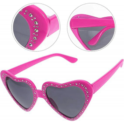 Mey İthalat® Kalp Şekilli Taşlı Parti Gözlüğü Pembe Renk 6x16 cm