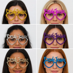 Mey İthalat® Kalpli Bride Team Gözlük Seti 6 Renk - Kına & Düğün Partileri İçin