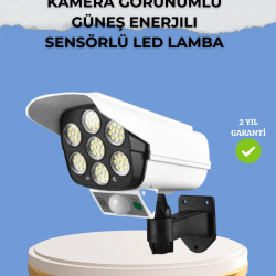 Mey İthalat® Kamera Görünümlü Solar LED Lamba Hareket Sensörlü Uzaktan Kumandalı Bahçe Duvar Aydınlatması